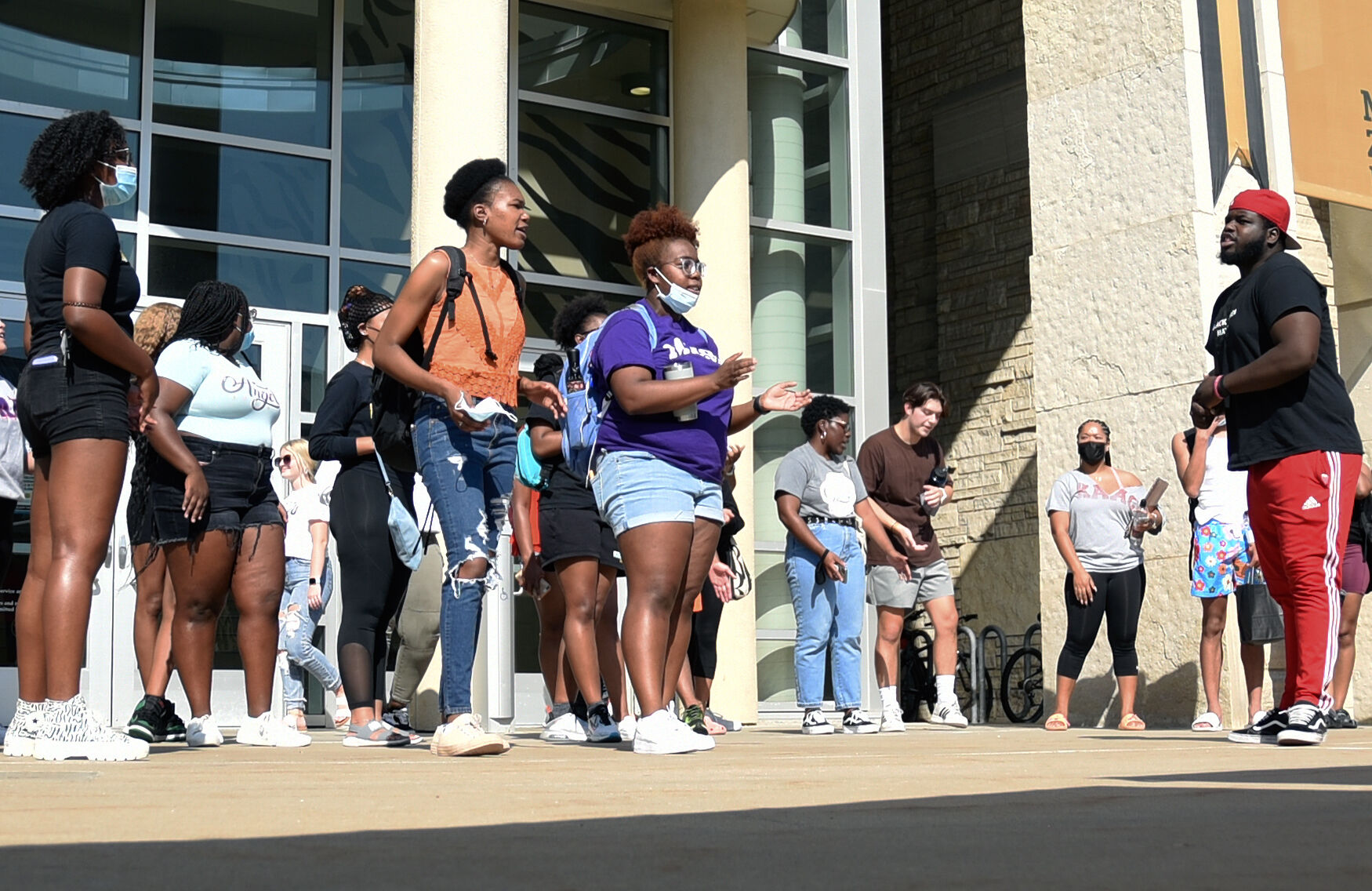 Students gather in front of the Student Center during The Legion of Black Collegians’s Solidarity Walk (copy)